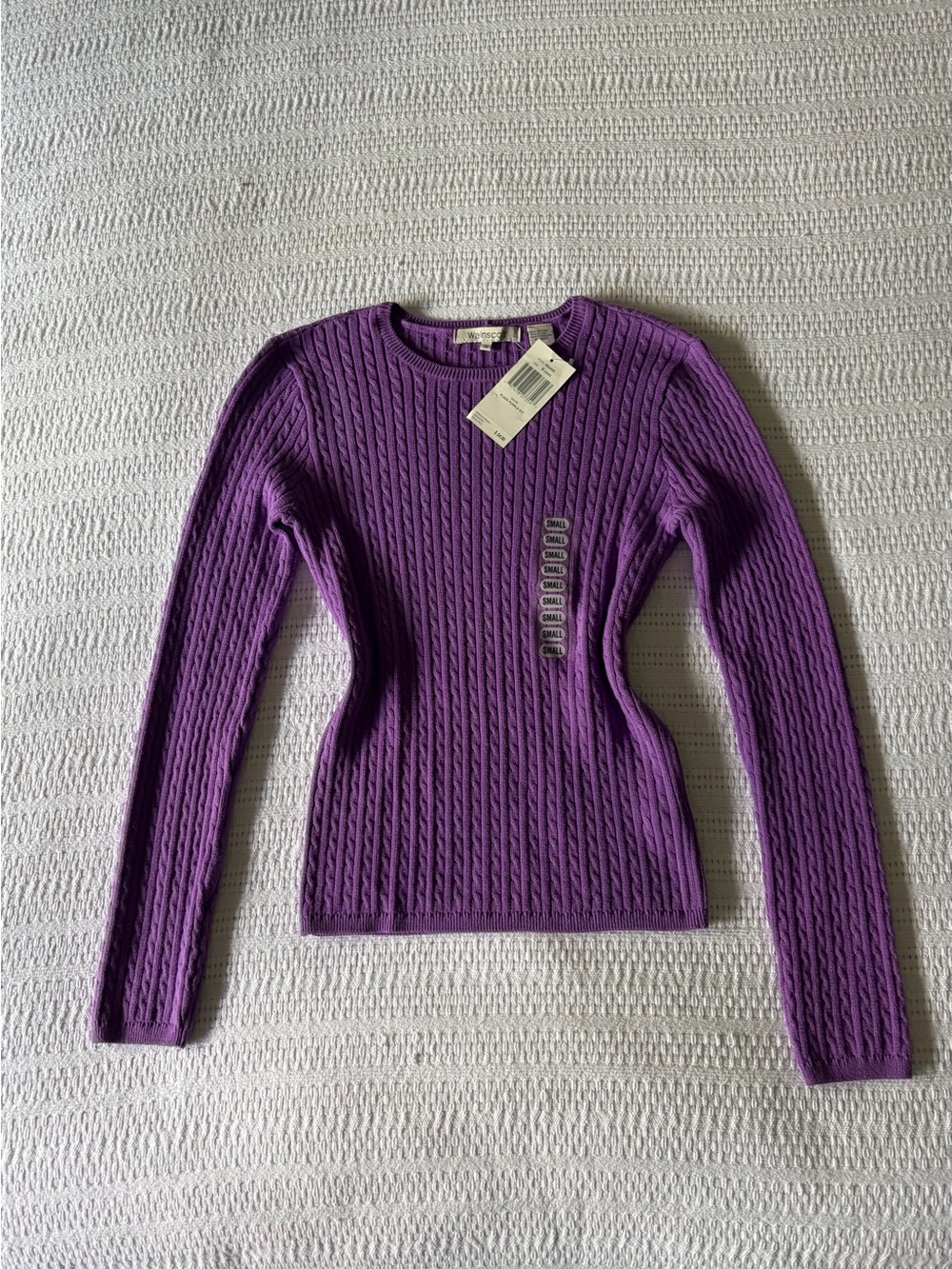NWT Vintage Wainscott 100% cotton cable-knit pullover sweater size Small
